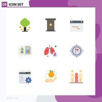 9 User Interface Flat Color Pack of modern Signs and Symbols of illness farm presentation book thanksgiving Editable Vector Design Elements