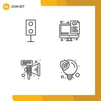 Set of 4 Modern UI Icons Symbols Signs for devices marketing speaker optimization speaker Editable Vector Design Elements