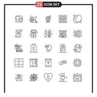 Universal Icon Symbols Group of 25 Modern Lines of food egg archery color arts Editable Vector Design Elements