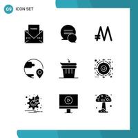 9 Solid Glyph concept for Websites Mobile and Apps and location mona coin global delivery Editable Vector Design Elements