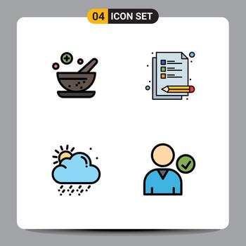 4 User Interface Filledline Flat Color Pack of modern Signs and Symbols of healthcare check lecture cloud use Editable Vector Design Elements