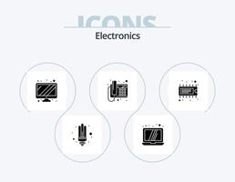 paquete de iconos de glifos electrónicos 5 diseño de iconos. ic dispositivo. pantalla. componente. teléfono vector