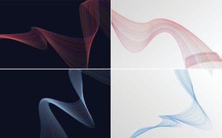 Add depth to your design with this set of 4 waving line vector backgrounds