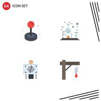 4 Thematic Vector Flat Icons and Editable Symbols of joystick patient play science radiology Editable Vector Design Elements