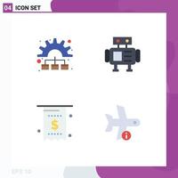 4 Thematic Vector Flat Icons and Editable Symbols of management invoice working toy payment Editable Vector Design Elements