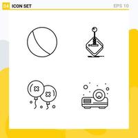 Set of 4 Modern UI Icons Symbols Signs for baby birthday arcade joystick celebration Editable Vector Design Elements