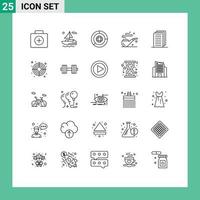 Group of 25 Lines Signs and Symbols for seo document coin business smoke Editable Vector Design Elements