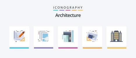 Architecture Flat 5 Icon Pack Including tools. document. paper. blueprint. up. Creative Icons Design vector