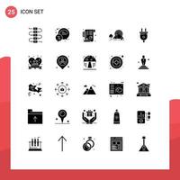 Modern Set of 25 Solid Glyphs Pictograph of electric nature plan landscape mountain Editable Vector Design Elements