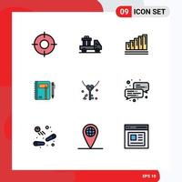 Modern Set of 9 Filledline Flat Colors and symbols such as pad note truck business business Editable Vector Design Elements