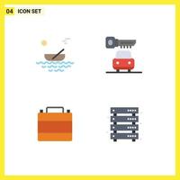 4 Creative Icons Modern Signs and Symbols of boat case river key clothes shop Editable Vector Design Elements