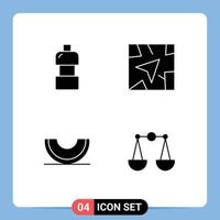 Universal Icon Symbols Group of 4 Modern Solid Glyphs of water melon gps berry balance Editable Vector Design Elements