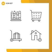 User Interface Pack of 4 Basic Filledline Flat Colors of back to school buildings library shopping cart estate Editable Vector Design Elements