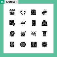 16 Universal Solid Glyphs Set for Web and Mobile Applications shopping mortar document howitzer big gun Editable Vector Design Elements