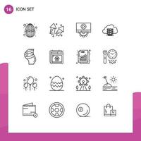 16 Creative Icons Modern Signs and Symbols of data storage fireworks cloud setting Editable Vector Design Elements