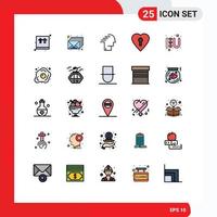 25 Thematic Vector Filled line Flat Colors and Editable Symbols of heart sign private ballot love speech Editable Vector Design Elements