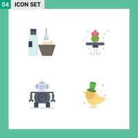 4 Flat Icon concept for Websites Mobile and Apps cosmetics robotics makeup living bird Editable Vector Design Elements