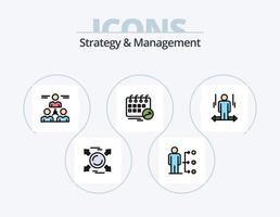 Strategy And Management Line Filled Icon Pack 5 Icon Design. engineer. gear. cog. bag. team vector