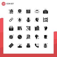 25 User Interface Solid Glyph Pack of modern Signs and Symbols of photography luxury computer jewelry fashion Editable Vector Design Elements