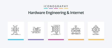 Hardware Engineering And Internet Line 5 Icon Pack Including railway. metro. science. memory. custom. Creative Icons Design vector