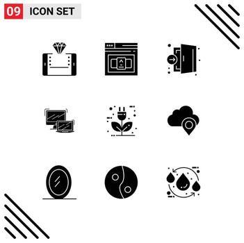 Modern Set of 9 Solid Glyphs Pictograph of macbook business html computer hospital Editable Vector Design Elements