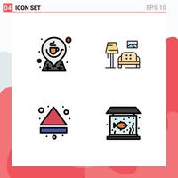 Modern Set of 4 Filledline Flat Colors and symbols such as coffee arrow location room multimedia Editable Vector Design Elements