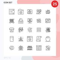 25 Universal Lines Set for Web and Mobile Applications medical operation numbers file arts Editable Vector Design Elements