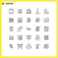 paquete de iconos de vector de stock de 25 signos y símbolos de línea para el apartamento de tiempo de reunión de edificio moderno dibujar elementos de diseño de vector editables