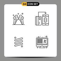 Universal Icon Symbols Group of 4 Modern Filledline Flat Colors of icecream rise american digital crypto Editable Vector Design Elements