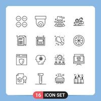16 Universal Outlines Set for Web and Mobile Applications code couple fall group student Editable Vector Design Elements