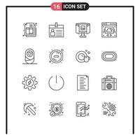 conjunto de 16 iconos modernos de la interfaz de usuario signos de símbolos para eliminar elementos de diseño de vectores editables de la página web para compartir en la nube futura del bebé