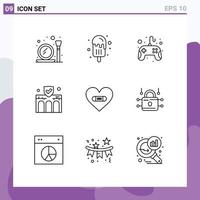 9 Creative Icons Modern Signs and Symbols of hurt insurance control pad construction building Editable Vector Design Elements