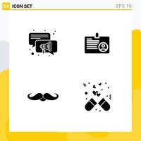 Pack of Modern Solid Glyphs Signs and Symbols for Web Print Media such as conversation movember user employee men Editable Vector Design Elements