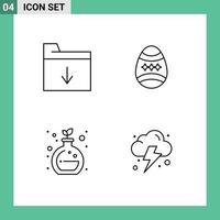 4 Thematic Vector Filledline Flat Colors and Editable Symbols of document green chemistry bird egg cloud Editable Vector Design Elements