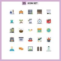 User Interface Pack of 25 Basic Flat Colors of animation furniture closed cupboard server Editable Vector Design Elements