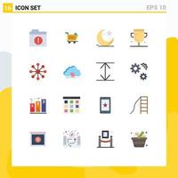 Set of 16 Modern UI Icons Symbols Signs for trophy cup cresent award muslims Editable Pack of Creative Vector Design Elements