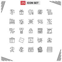 conjunto de 25 iconos de ui modernos símbolos signos para elementos de diseño vectorial editables de biblioteca de signos de adn de baño de carril vector