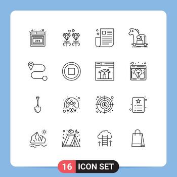 16 esquemas universales establecidos para aplicaciones web y móviles ruta noticias troyanas Internet ciberdelincuencia elementos de diseño vectorial editables vector