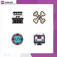 4 Thematic Vector Filledline Flat Colors and Editable Symbols of city implementation biology science produc Editable Vector Design Elements