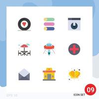 Modern Set of 9 Flat Colors and symbols such as spaceship space web alien water Editable Vector Design Elements