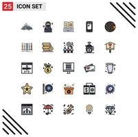 Set of 25 Modern UI Icons Symbols Signs for samsung mobile muslim smart phone facebook Editable Vector Design Elements