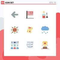 Set of 9 Modern UI Icons Symbols Signs for experiment security flag provider man Editable Vector Design Elements