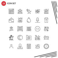 Pictogram Set of 25 Simple Lines of down yarn team rope camping Editable Vector Design Elements