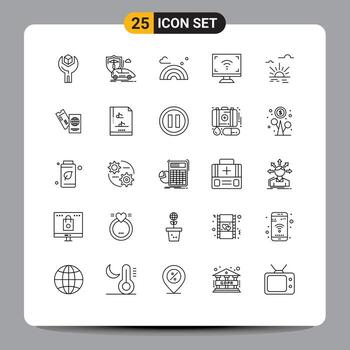 Pictogram Set of 25 Simple Lines of smart multimedia transport electronics spring Editable Vector Design Elements