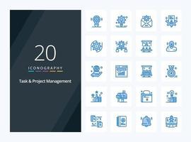 20 Task And Project Management Blue Color icon for presentation vector