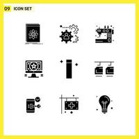 Modern Set of 9 Solid Glyphs and symbols such as graphic application team tailoring sew Editable Vector Design Elements
