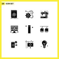 Modern Set of 9 Solid Glyphs and symbols such as graphic application team tailoring sew Editable Vector Design Elements