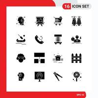 Set of 16 Modern UI Icons Symbols Signs for boat gems study earrings shop Editable Vector Design Elements