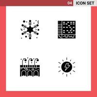 Modern Set of 4 Solid Glyphs Pictograph of flake life ableton computer energy Editable Vector Design Elements