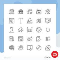 25 User Interface Line Pack of modern Signs and Symbols of eye year back to school selection all Editable Vector Design Elements